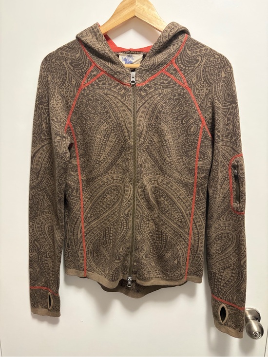 Title nine Jackets & Blazers - Title Nine Full-Zip Performance Knit Hoodie Brown Paisley with Coral Size Medium